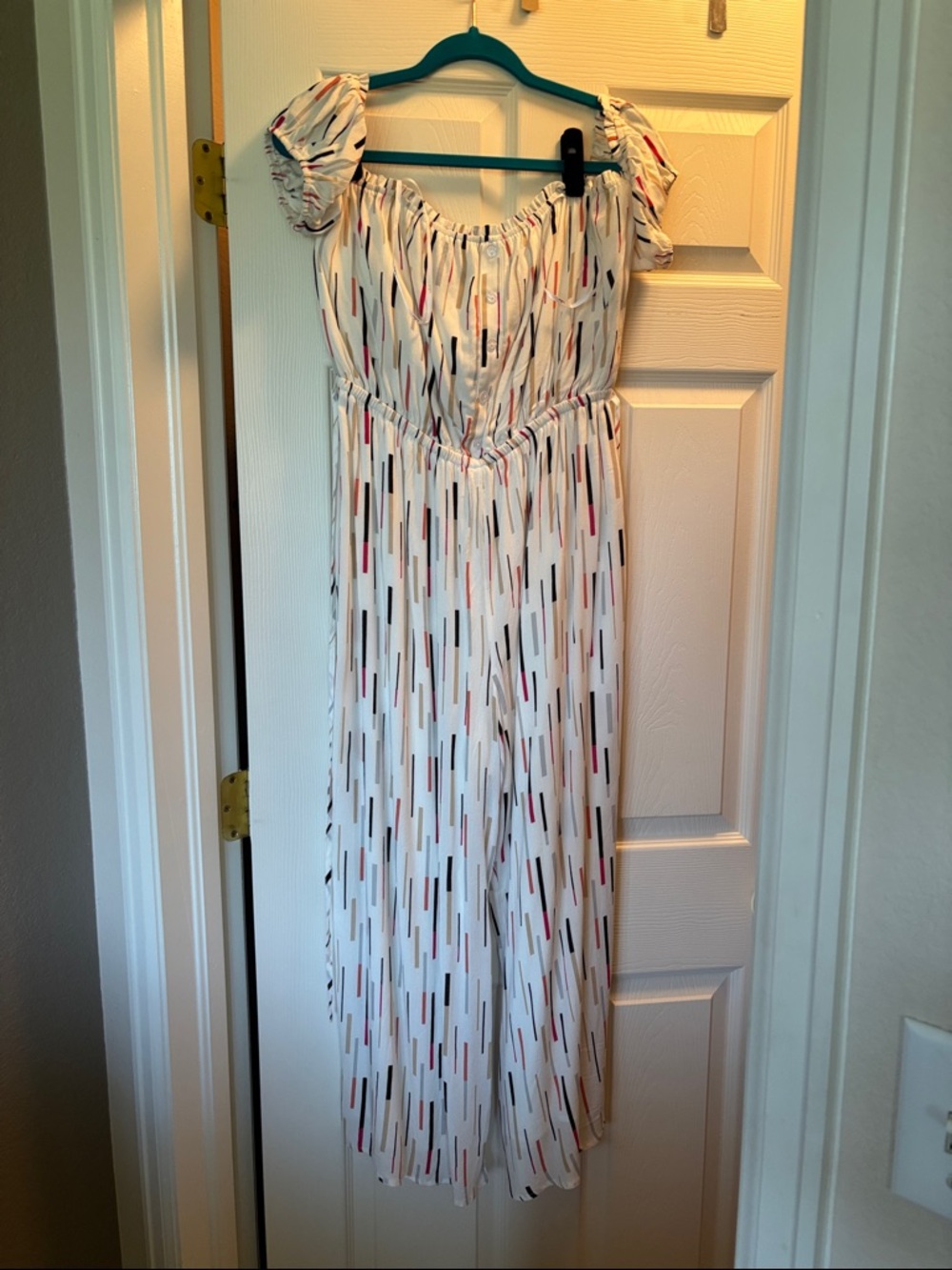 Lulus White Patterned Off-Shoulder Summer Wide Leg Romper